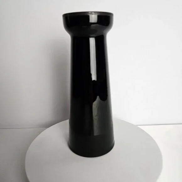 Czechoslovakian Pottery Vase Black Hand-Etched Bird Motif Gloss Finish 6.5"t - Picture 3 of 16